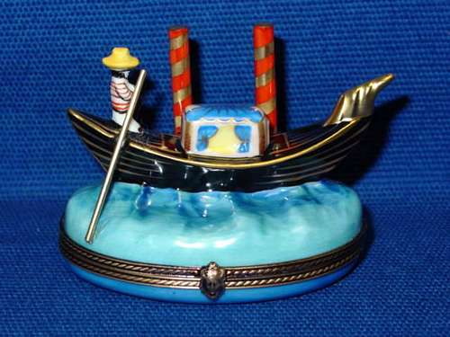 GONDOLA W/POLES - Limoges Boxes and Figurines - Limoges Factory Co.